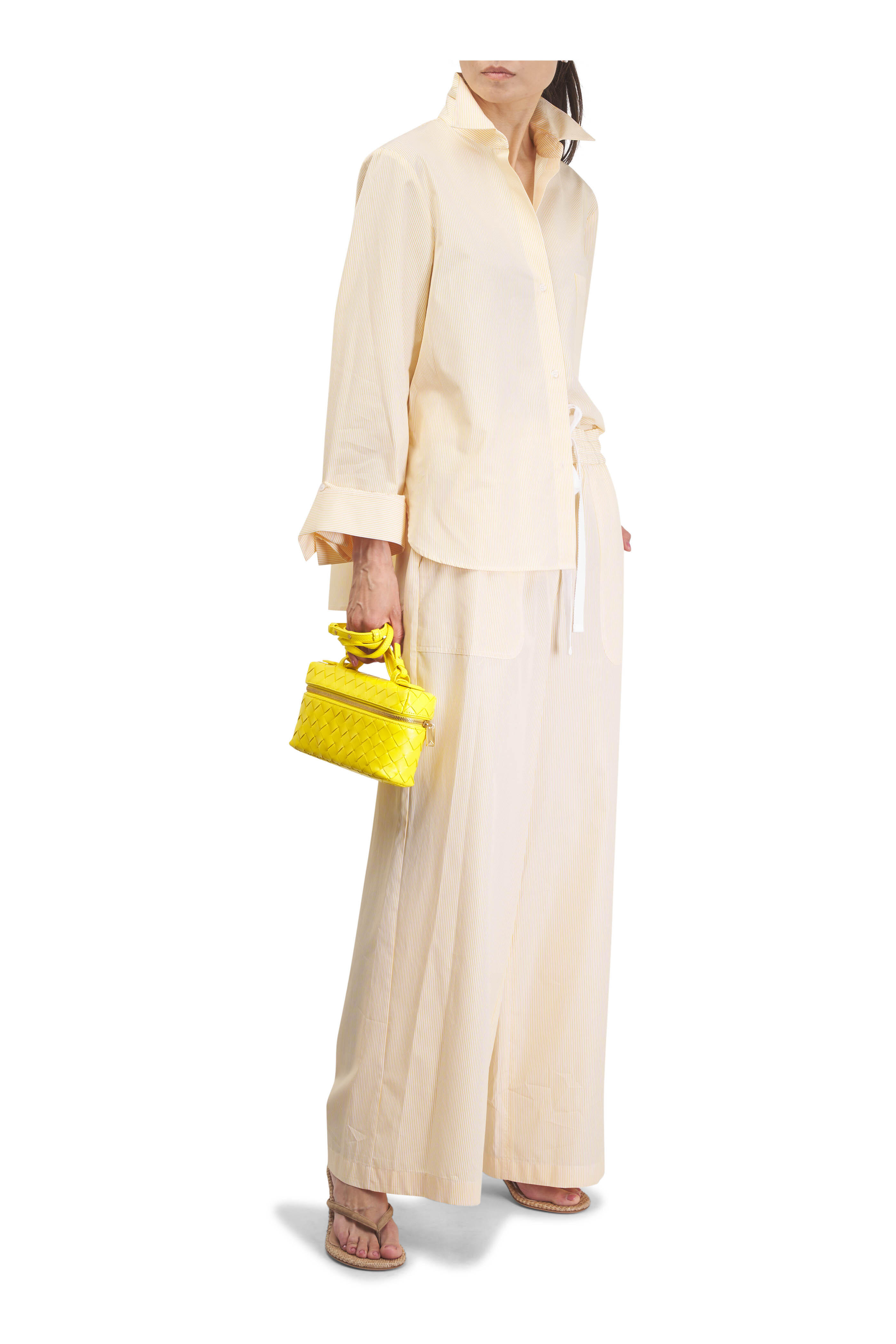 TWP - Next Morning White & Yellow Cotton Button Up Shirt