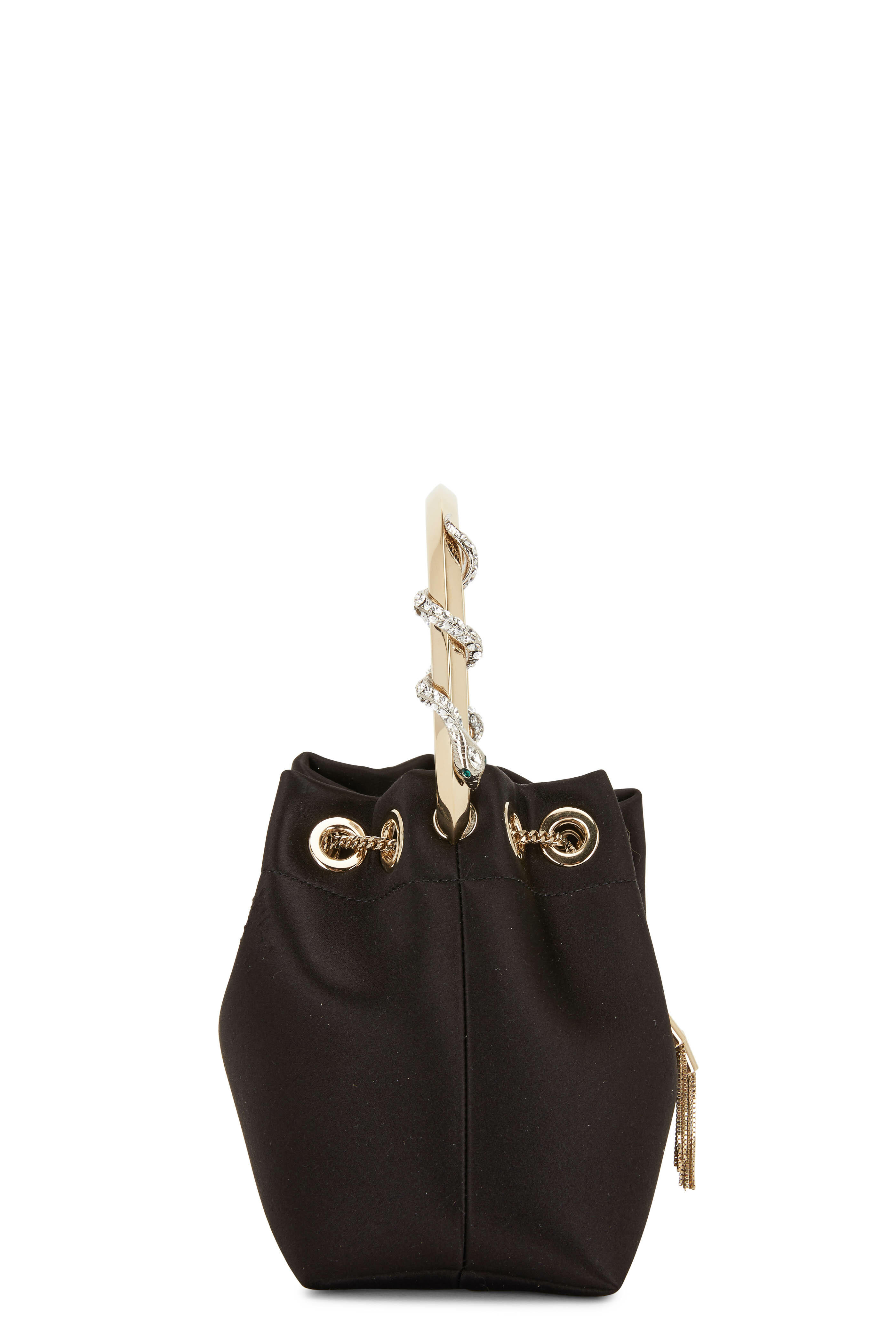 Satin-Lined Crystal Crossbody Bucket Bag