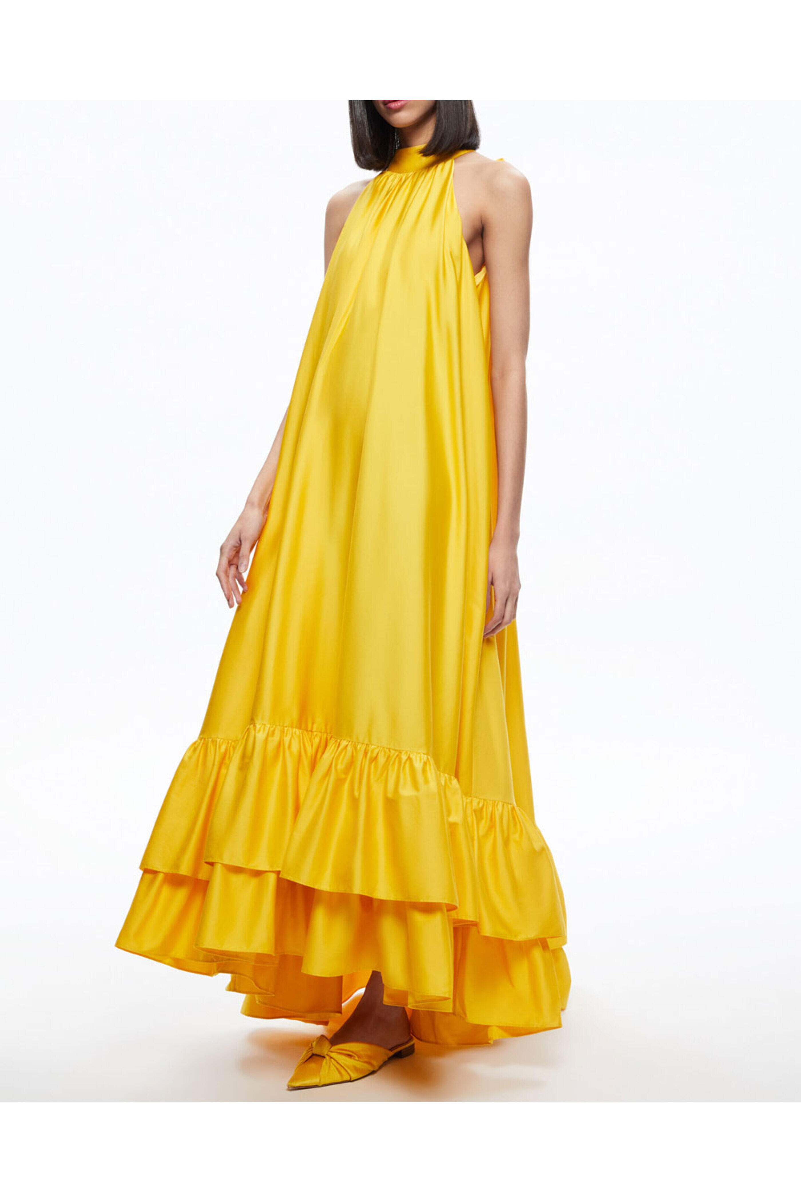 Alice & Olivia - Golden Rod Jovie Halterneck Maxi Dress