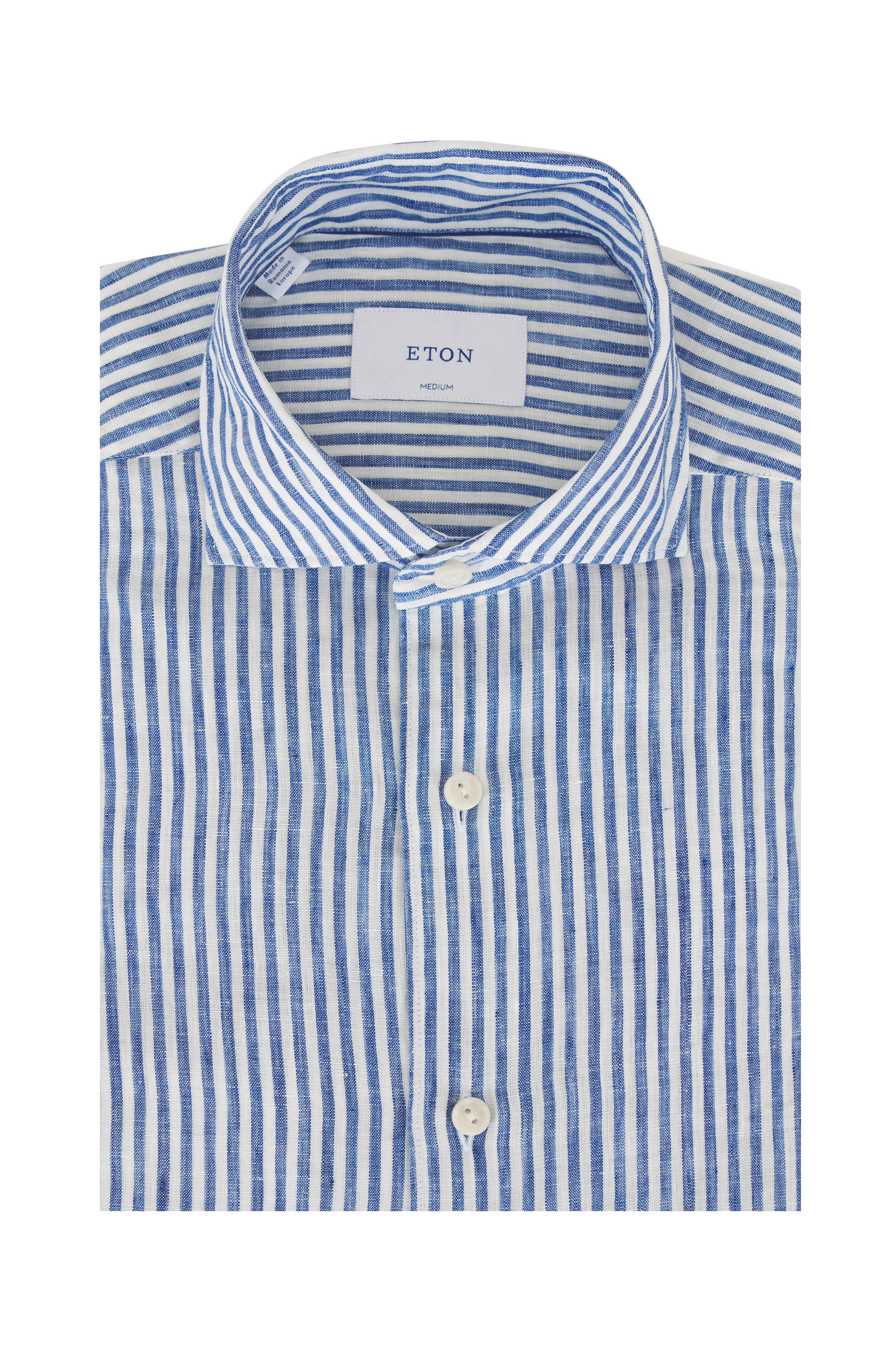Eton - Blue & White Stripe Linen Dress Shirt