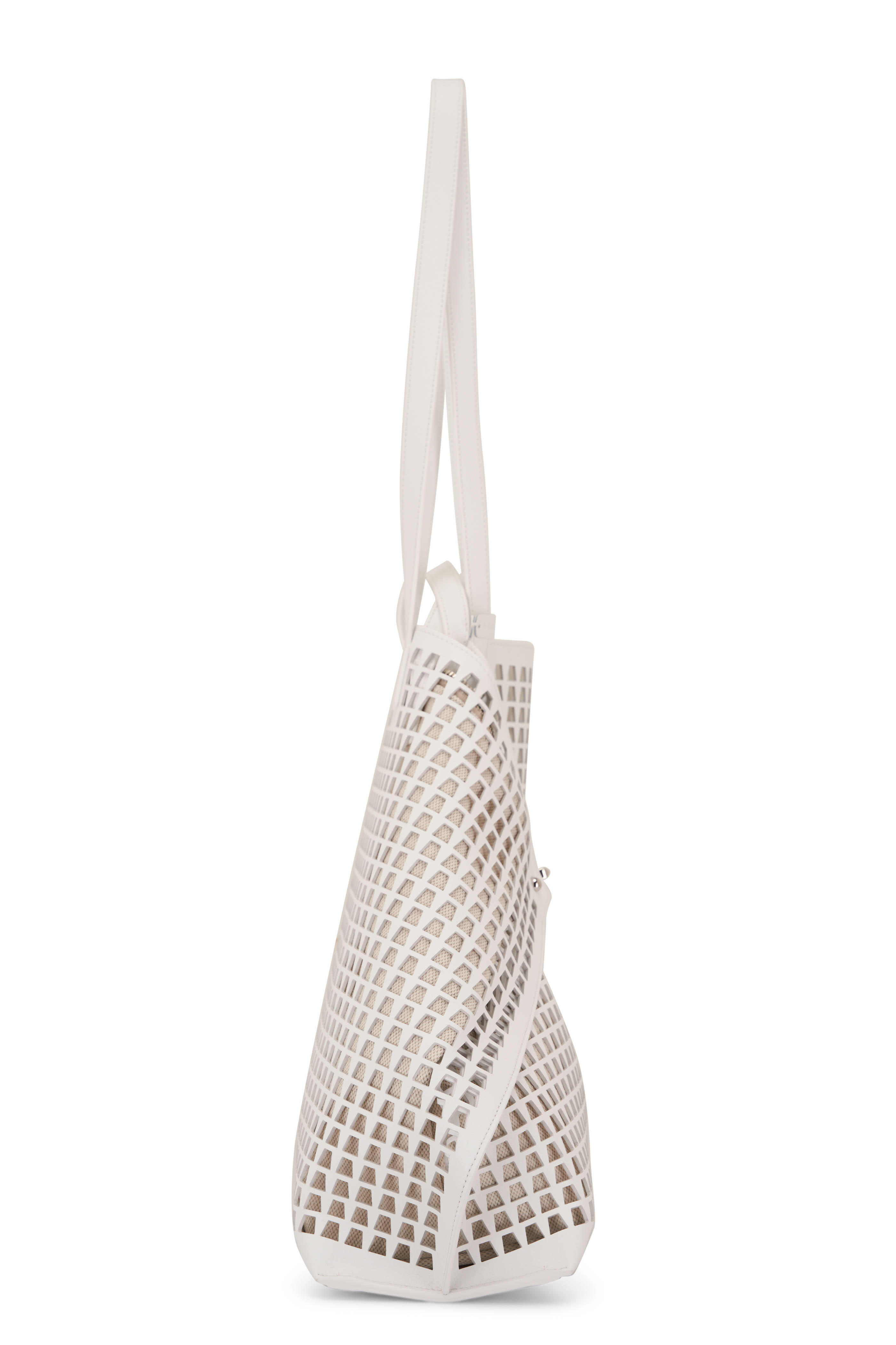 Akris - Medium Ai White Trapezoid Lasercut Shoulder Bag