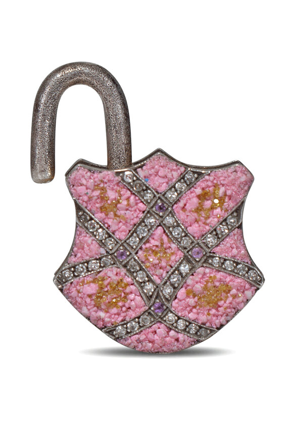 Sevan Bicakci Micro Pink Mosaic Padlock Pendant - view 2