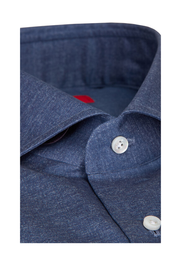 Isaia Denim Blue Cotton Sport Shirt - view 2