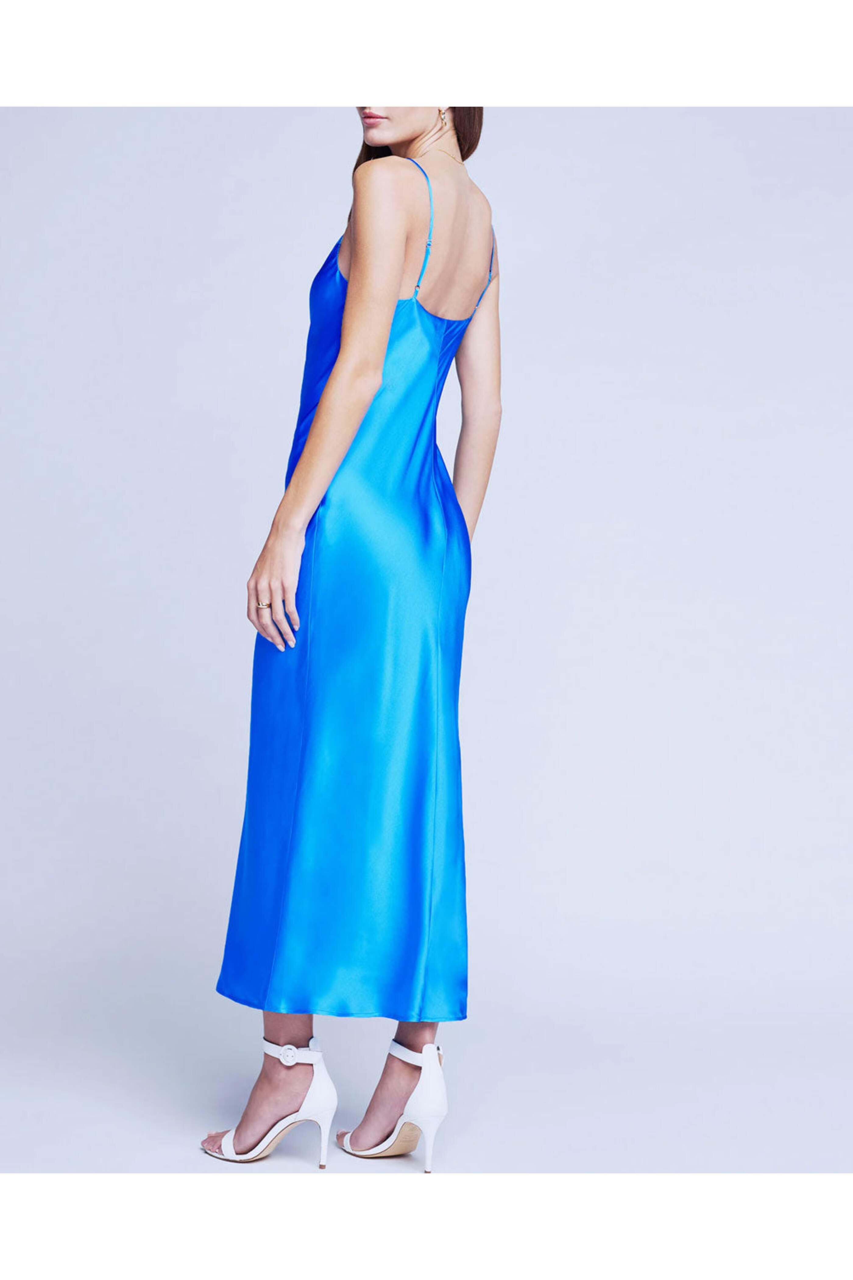 L'Agence - Neon Blue Seridie Midi Slip Dress