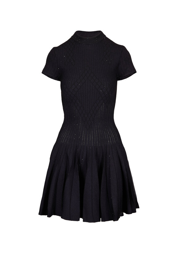 Balmain Glitter Knit Dark Blue Mini Dress - view 1