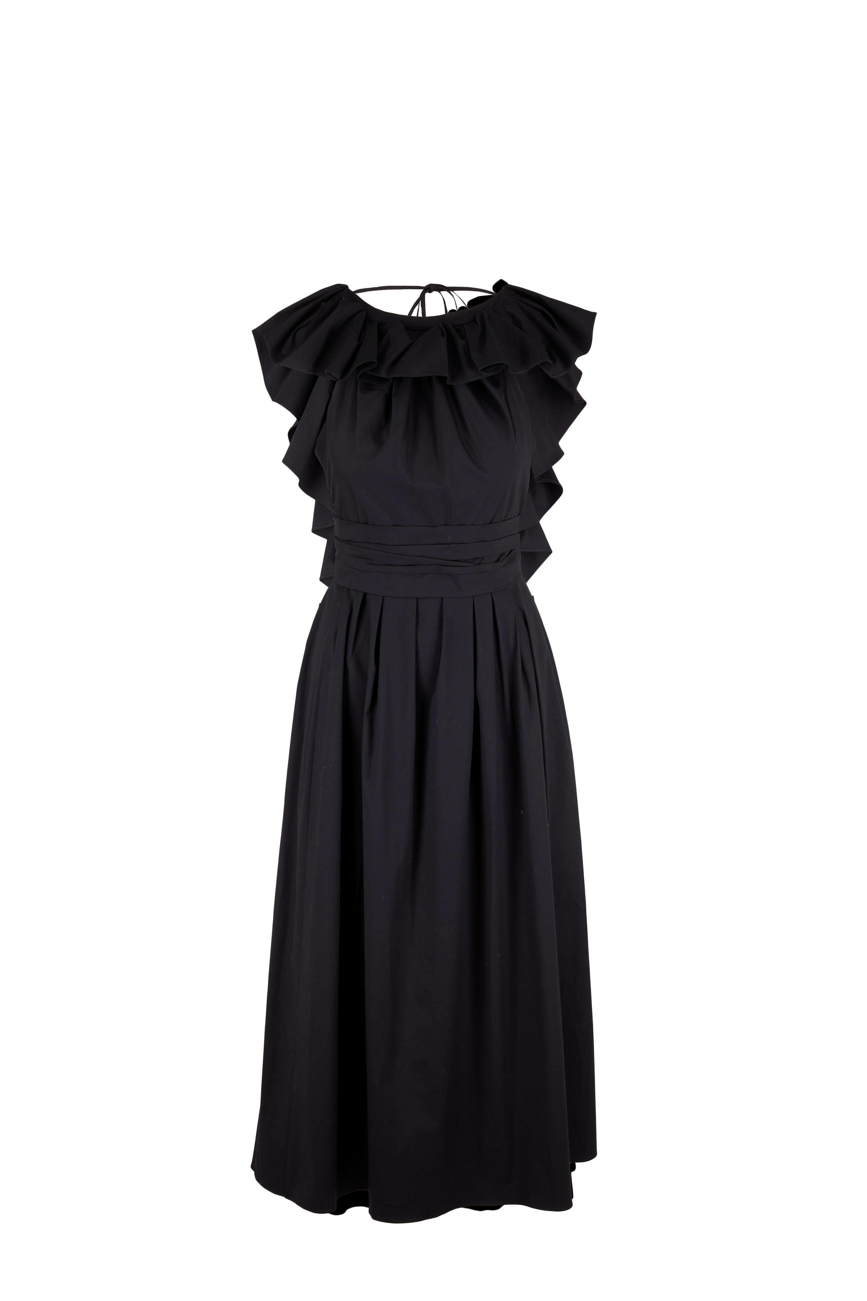 Carolina Herrera - Black Ruffled Neckline Dress | Mitchell Stores