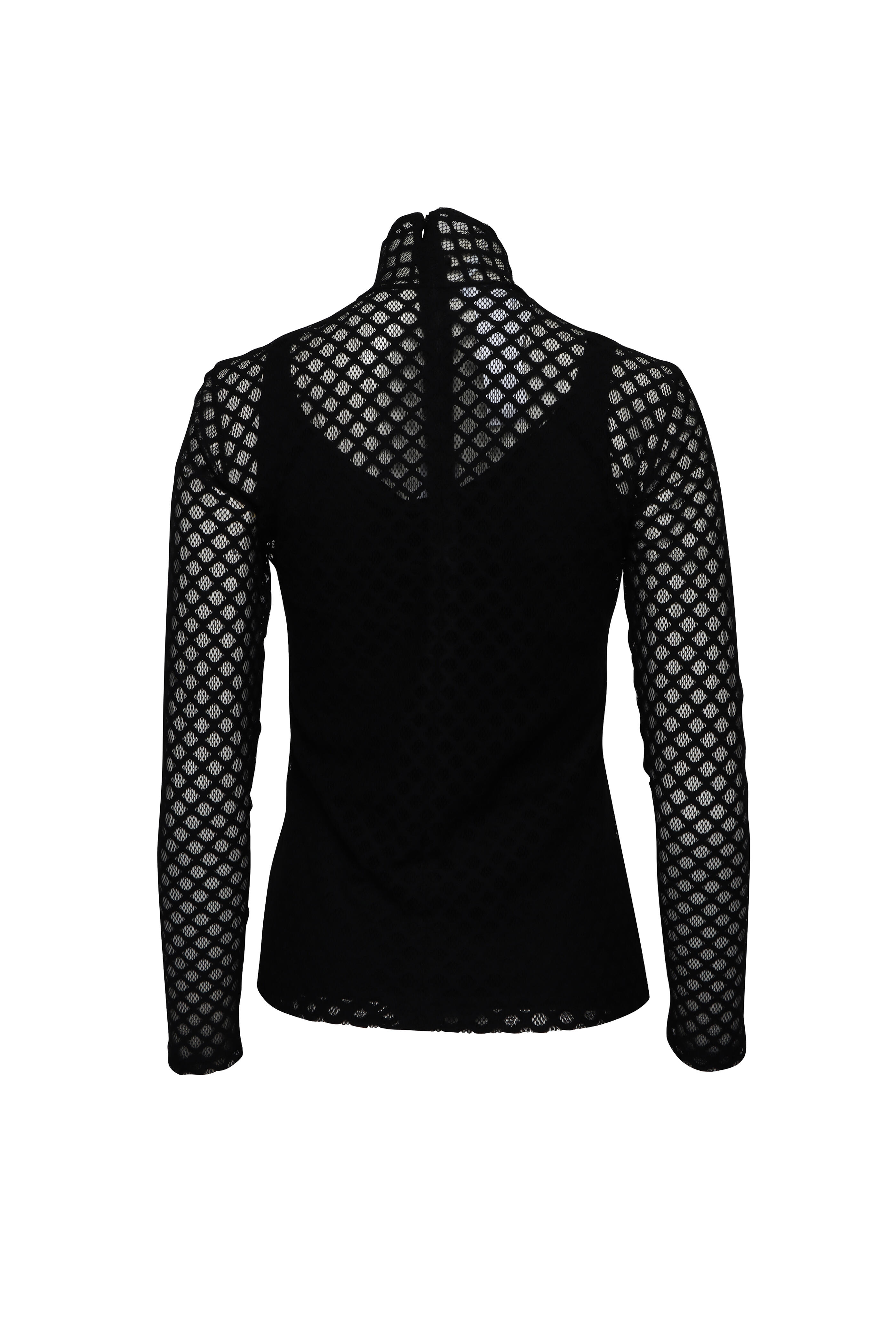 Akris Punto - Black Diamond Mesh Long Sleeve Shirt