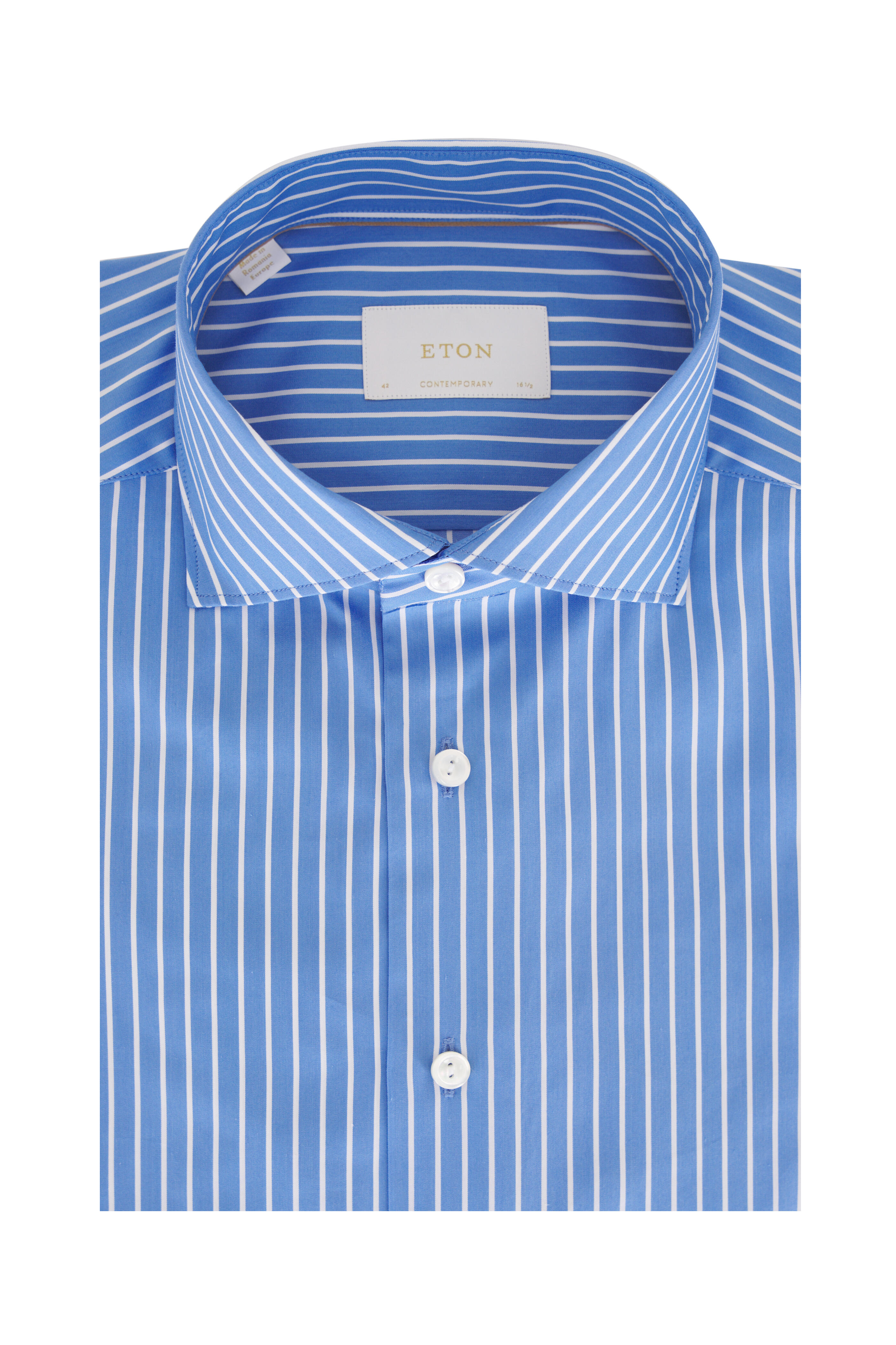 Eton - Light Blue Cotton Stripe Dress Shirt