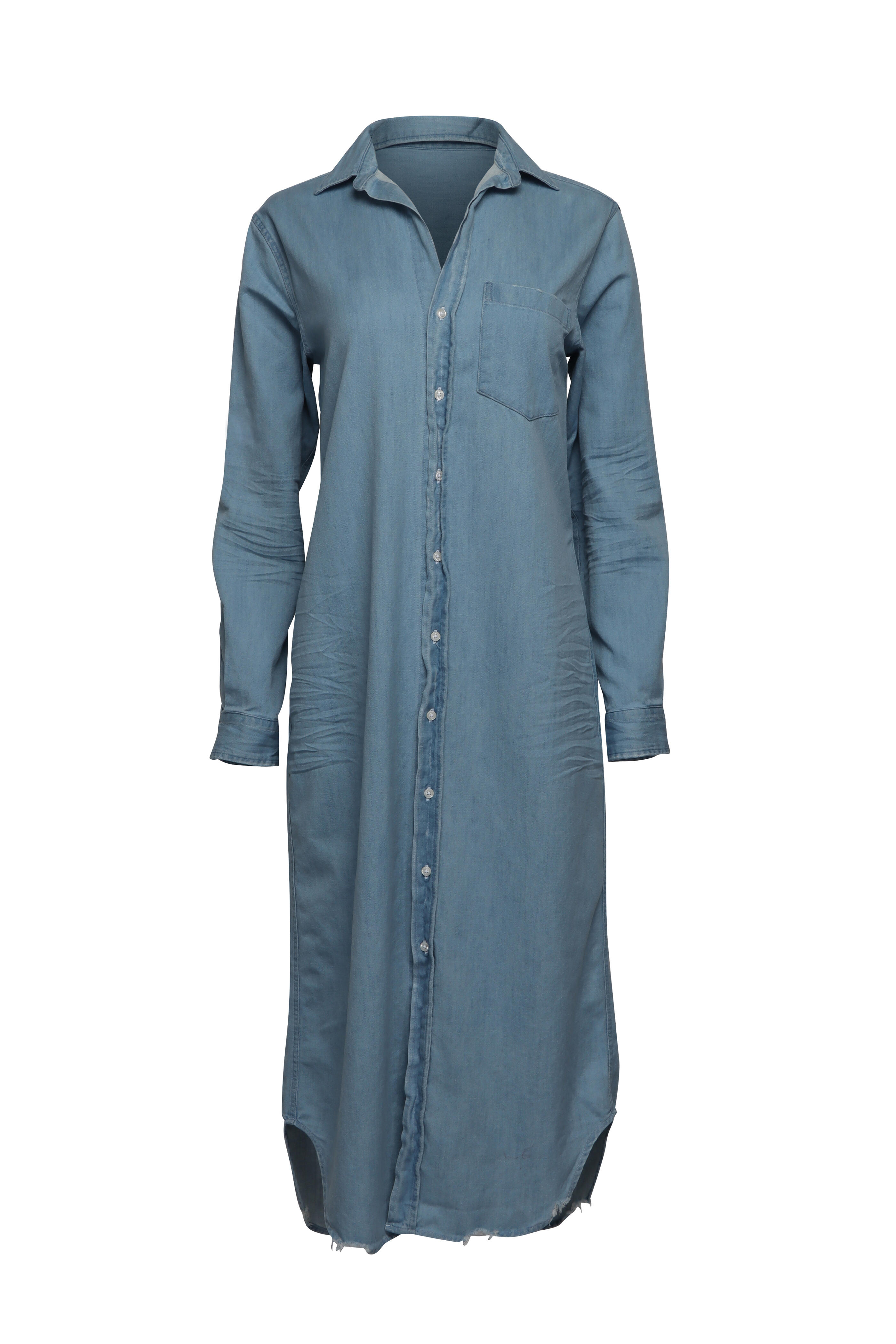 Frank & Eileen - Rory Classic Blue Wash Denim Maxi Shirtdress