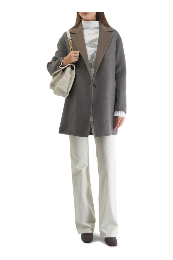 Kiton - Taupe Chevron Cashmere Coat