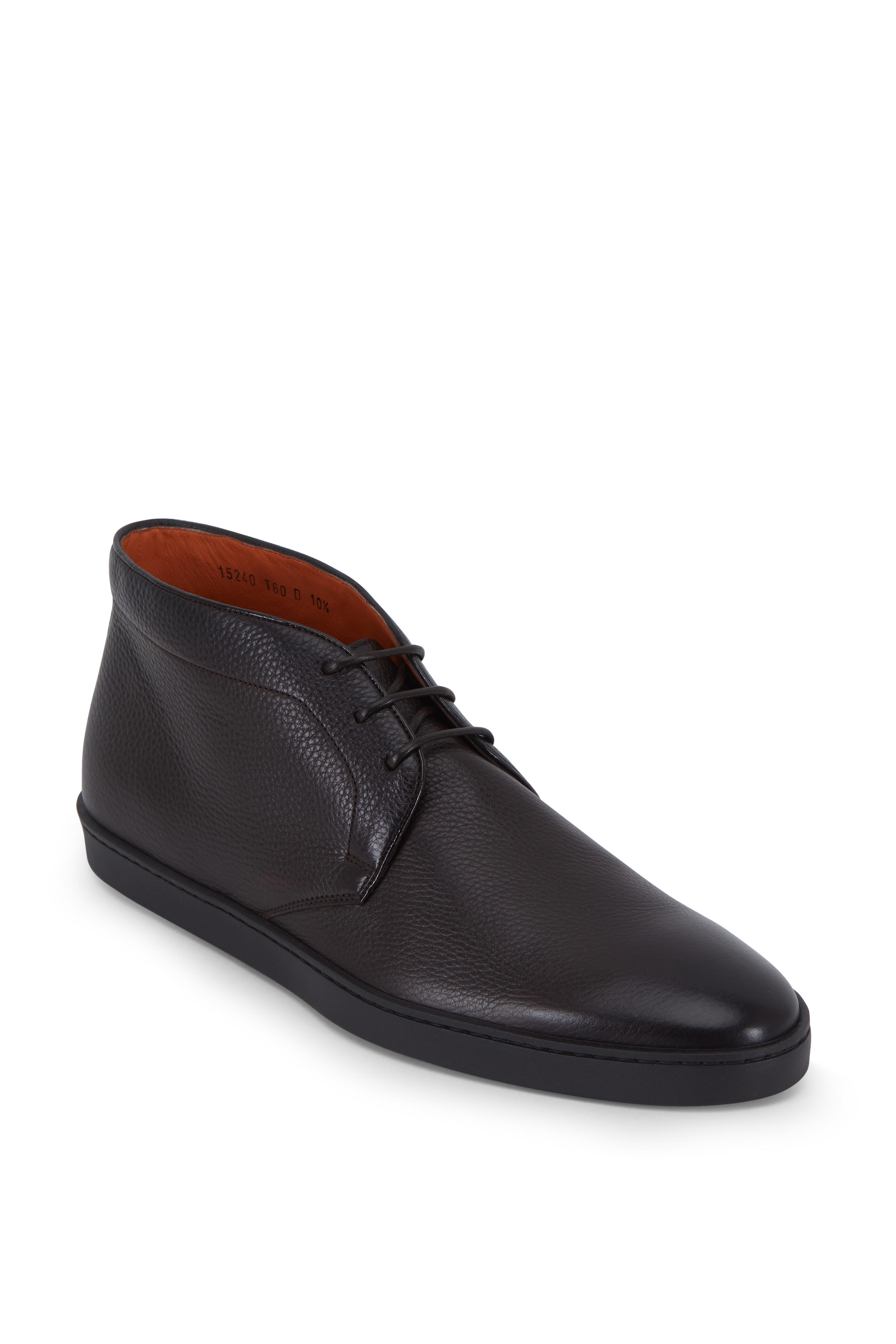 Santoni - Leland Dark Brown Deerskin Lace-Up Boot
