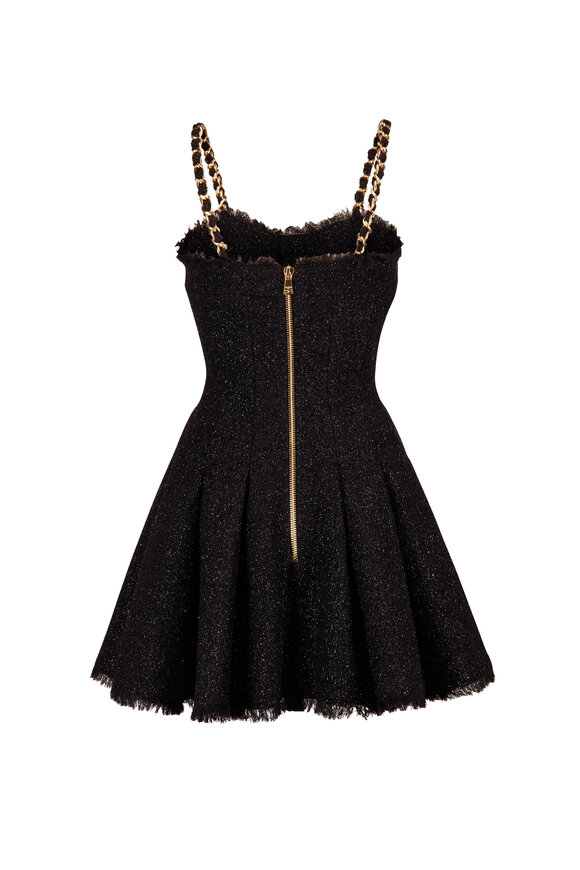 balmain gold and black dress Lurex Gold Black Striped Pattern Mini Dress
