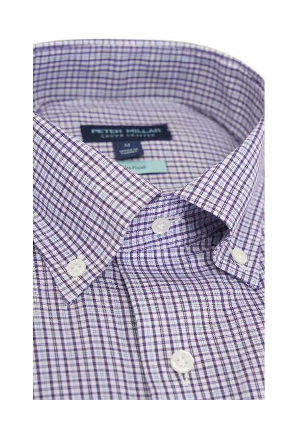 Peter Millar Marco Purple Fig Plaid Cotton Sport Shirt - view 5