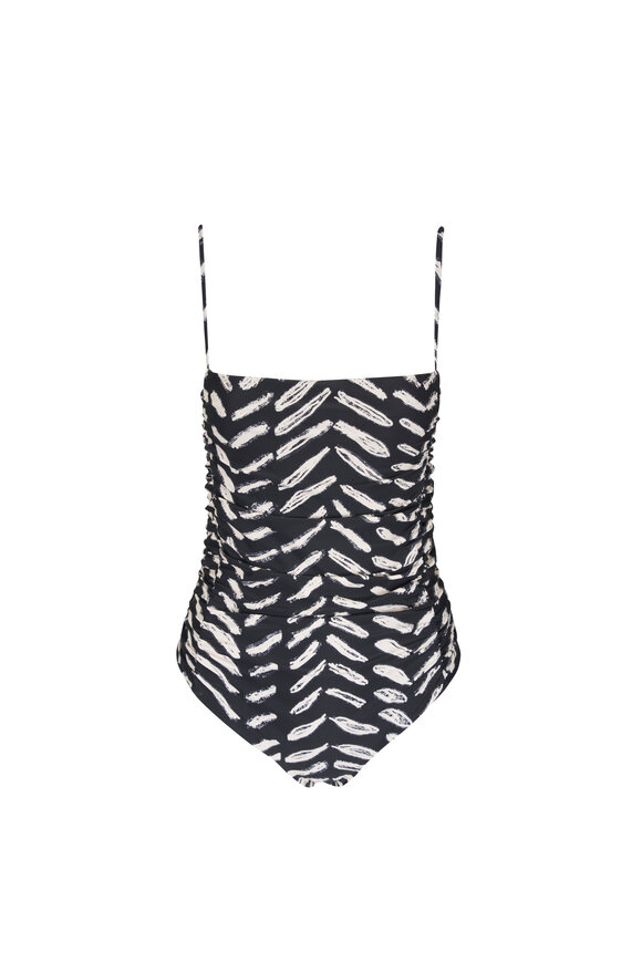 Johanna Ortiz Whispering Tides Black & Ecru One Piece Swimsuit - view 1