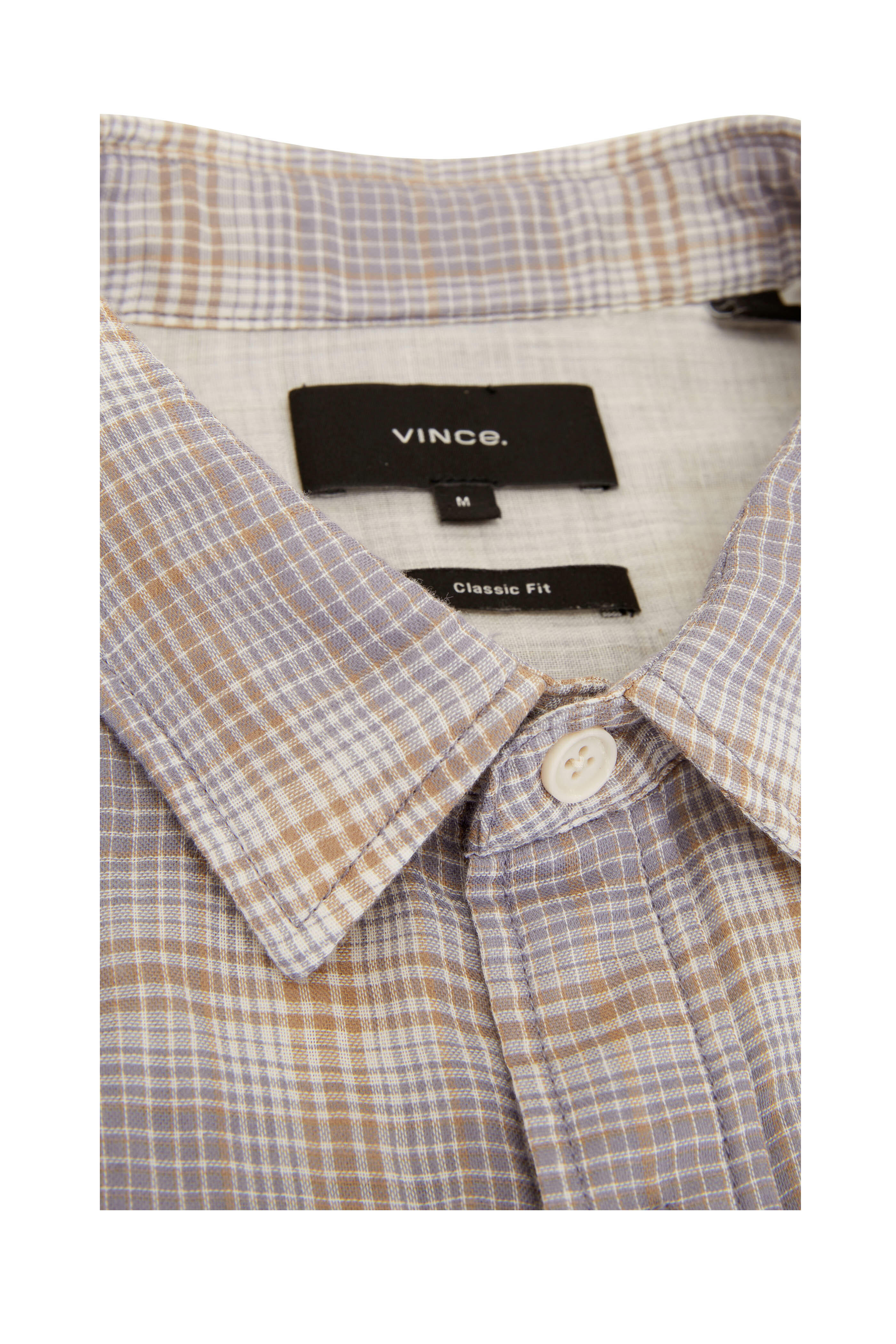Vince - Pebble Blue & Heather White Shadow Plaid Shirt