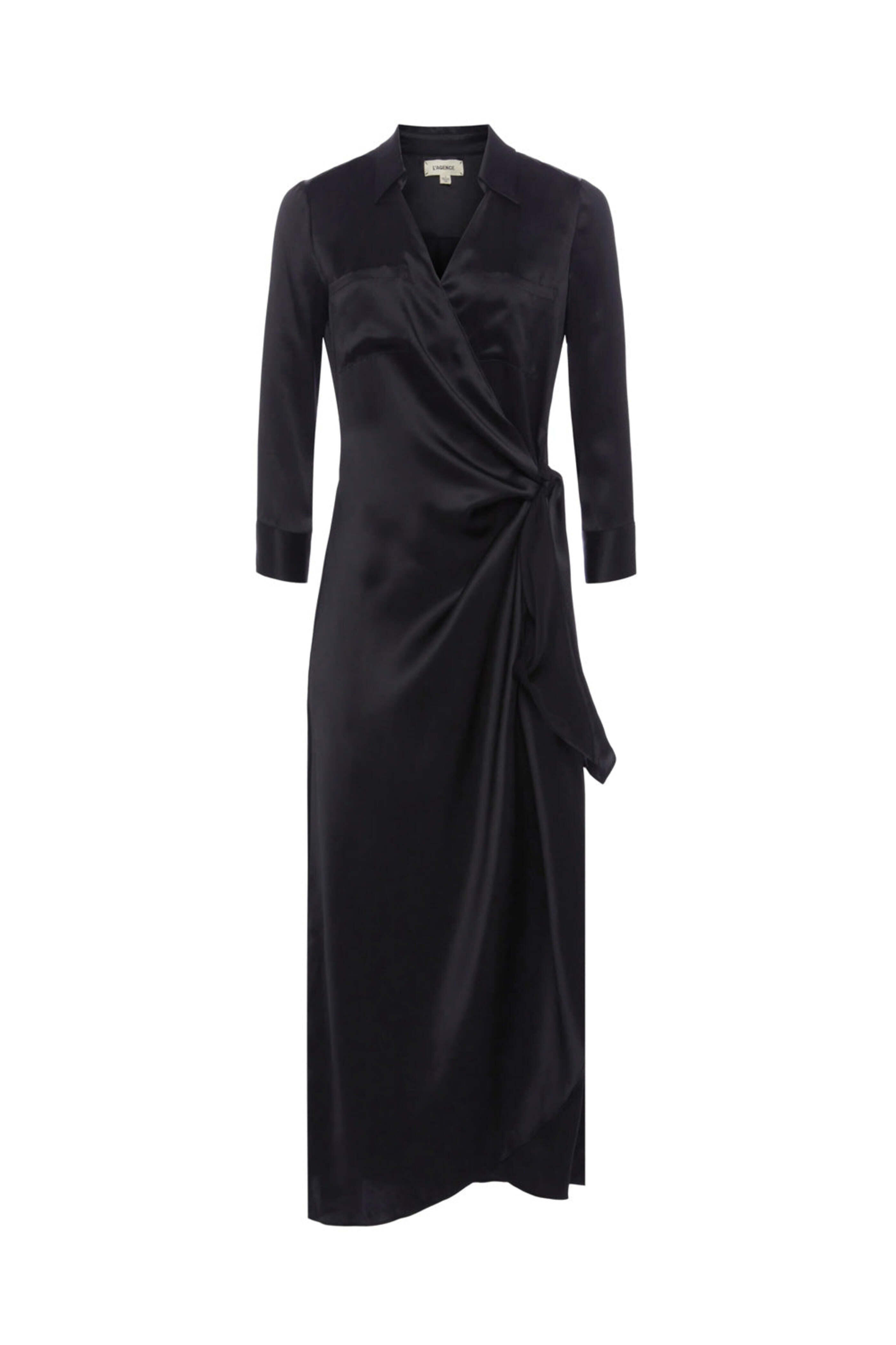 L'Agence - Black Kadi Long Wrap Dress