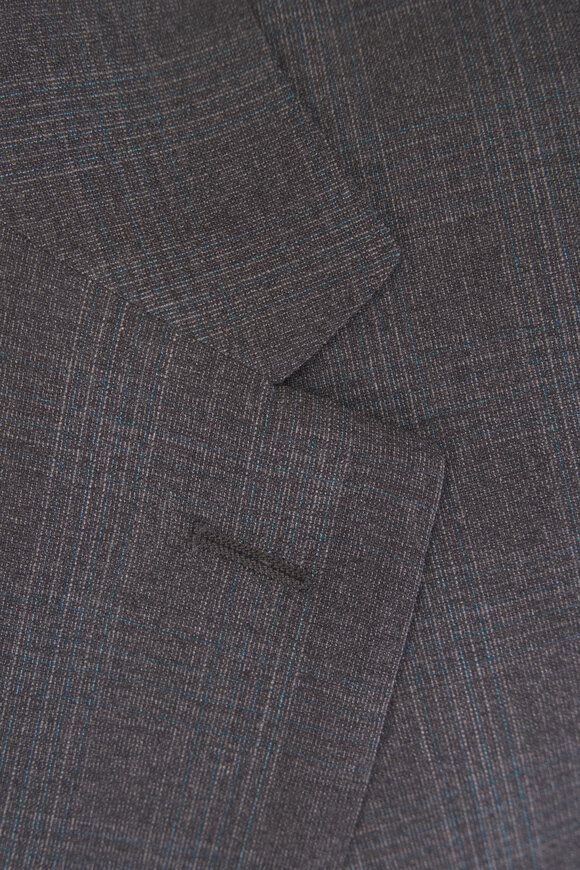 Canali Gray Subtle Plaid Wool Suit - view 3