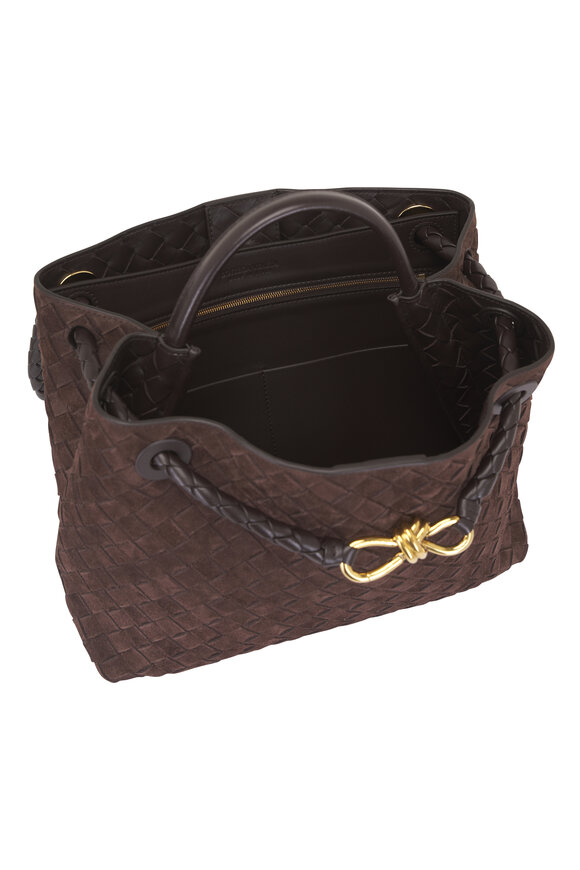 Bottega Veneta Medium Andiamo Fondant Intrecciato Suede Bag - view 6
