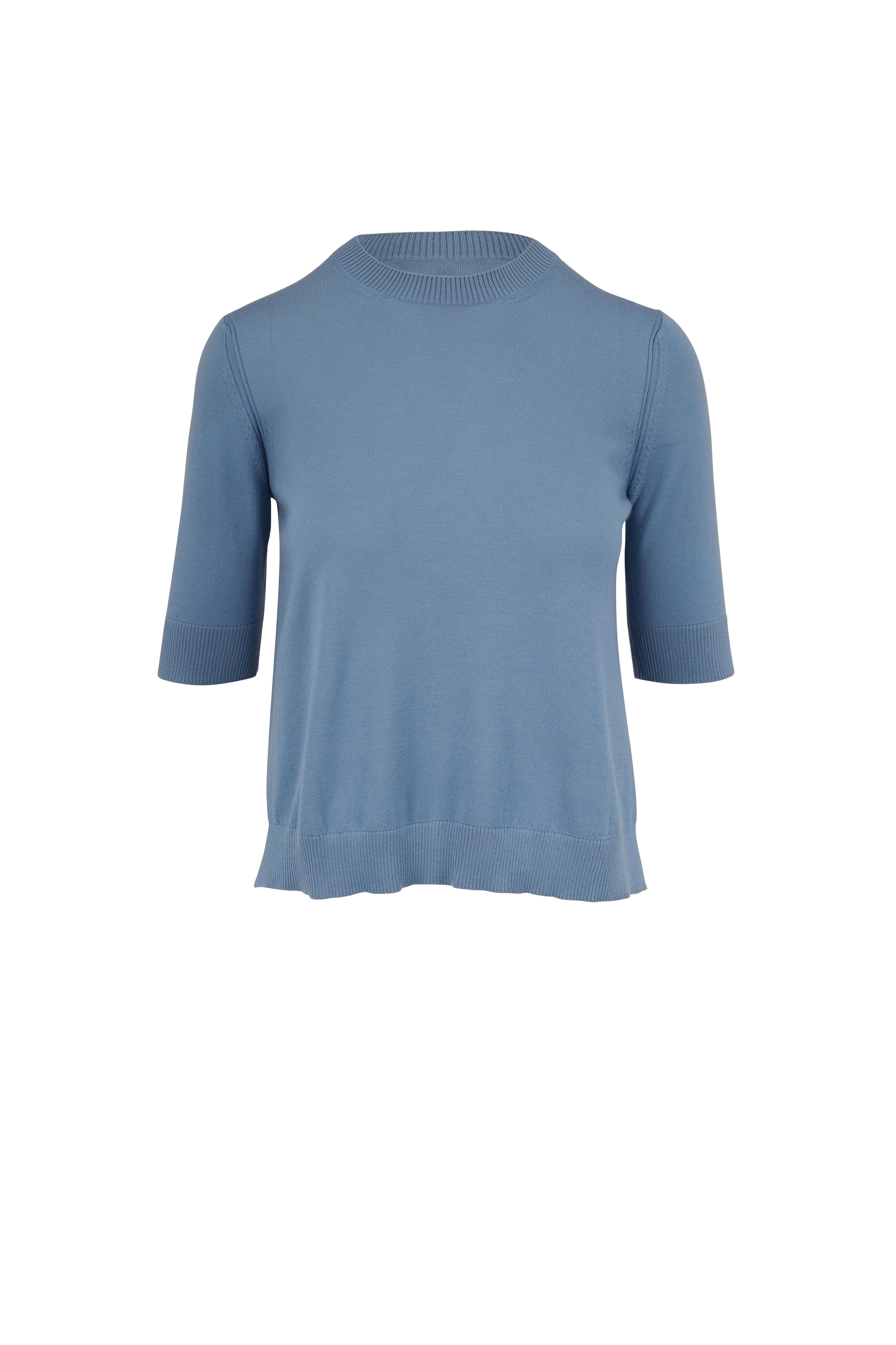 Loro Piana - Medium Blue Baby Cashmere Elbow Sleeve Sweater