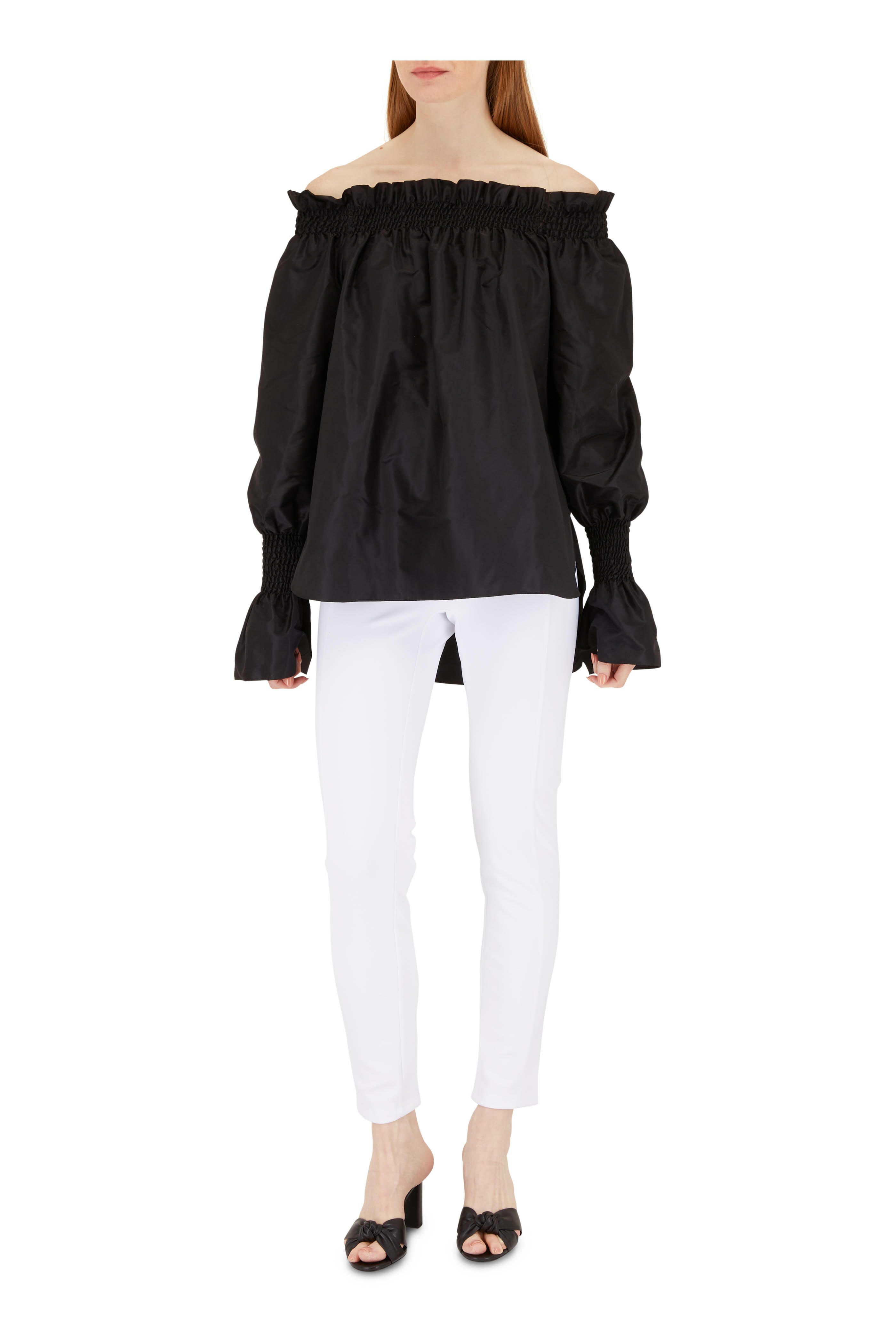 Adam Lippes - Black Silk Taffeta Off-The-Shoulder Top