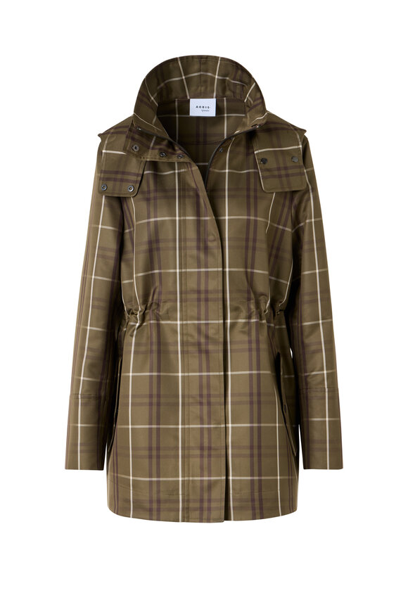 Akris Punto Olive Plaid Techno Taffeta Rain Jacket - view 1
