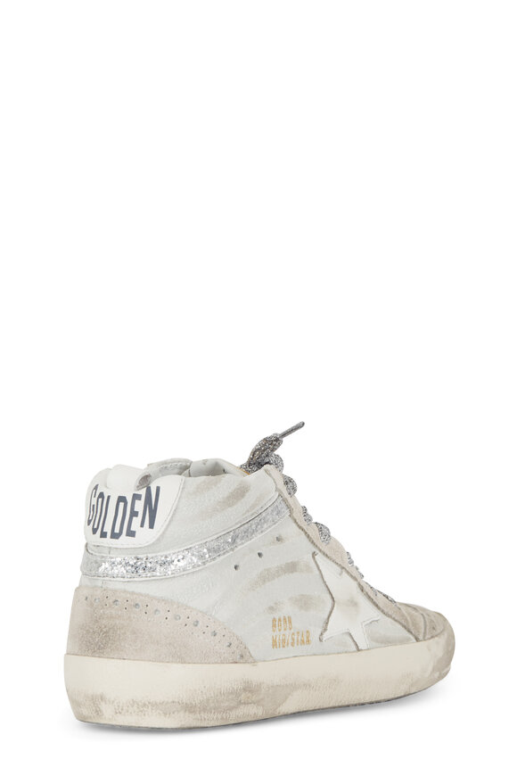 Golden Goose - Midstar White & Silver Zebra Glitter Sneaker