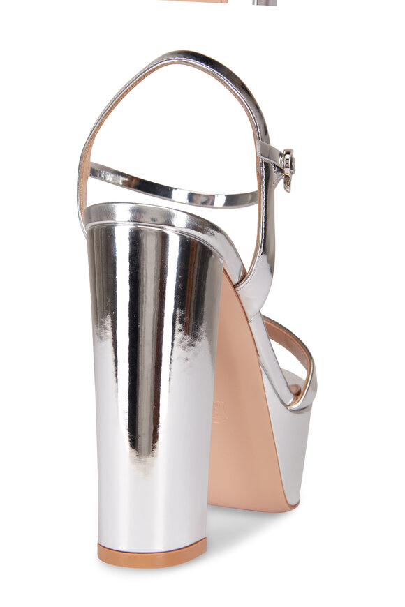 Gianvito Rossi Marlena Silver Metallic Platform Sandal, 85mm - view 3