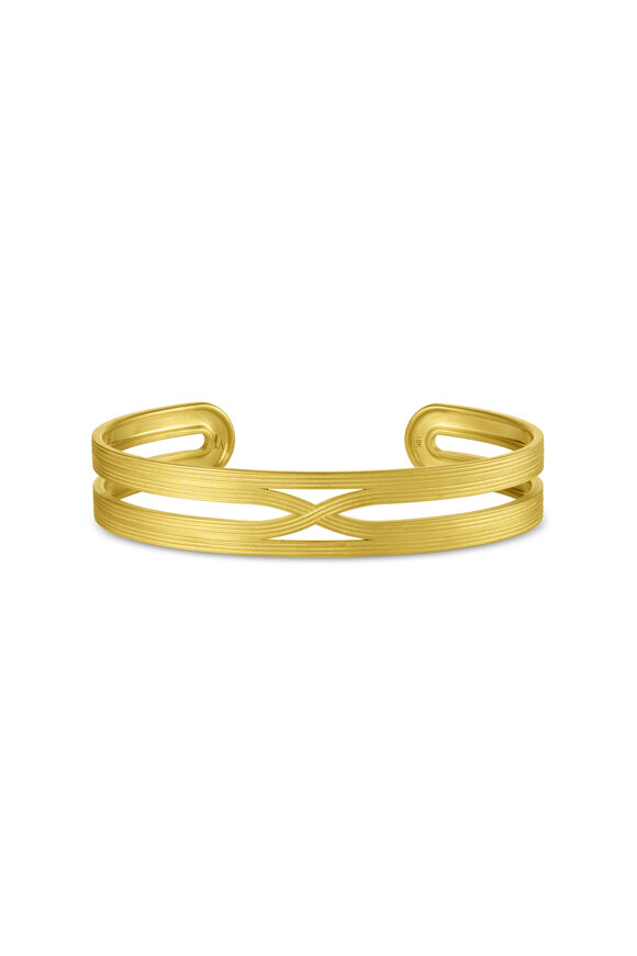 Leigh Maxwell 18k Yellow Gold Ridged Cuff Bracelet - view 1