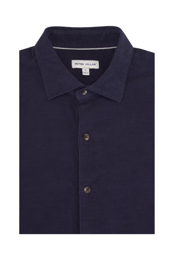 Peter Millar Aspen Navy Cotton & Cashmere Corduroy Sport Shirt