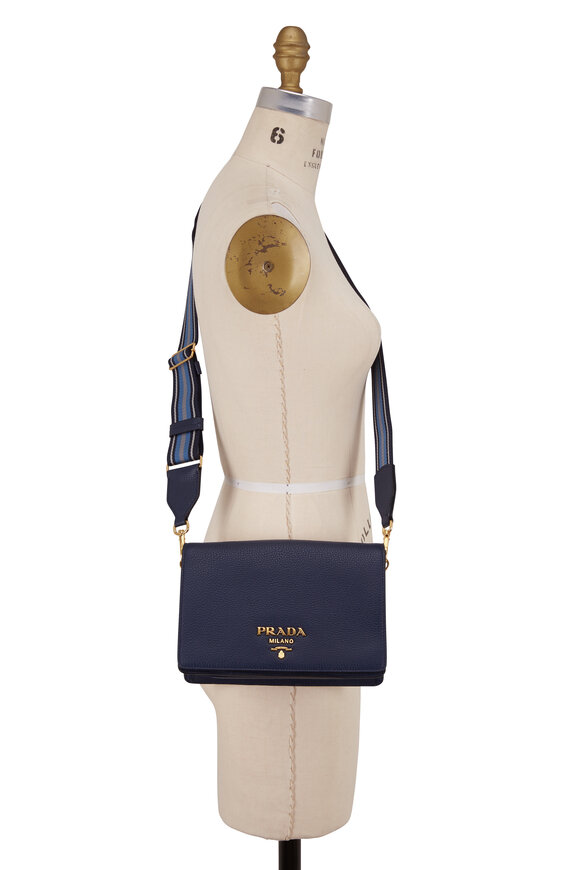 Prada - Baltico Navy Blue Vitello Guitar Strap Bag