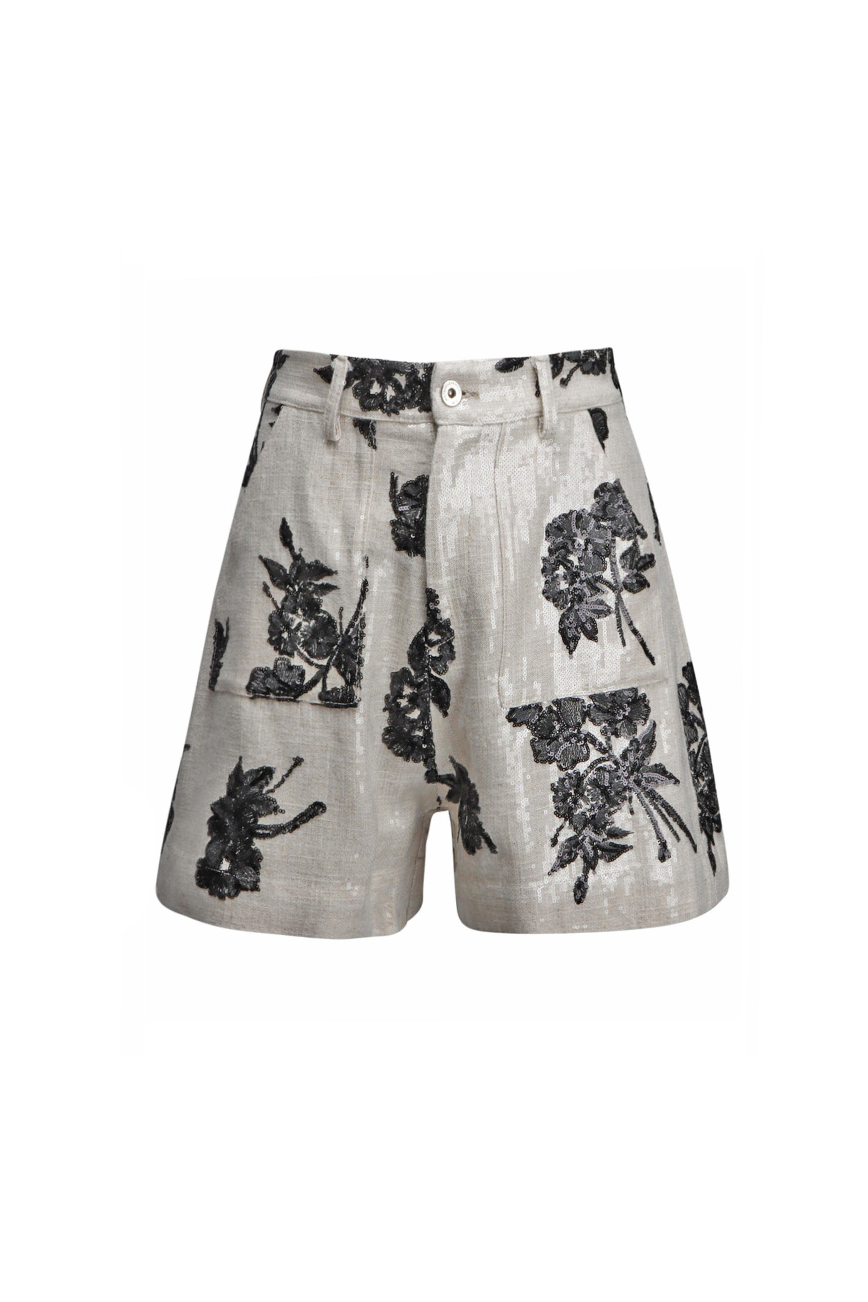 Marques ' Almeida - Beige Sequin Embellished Short