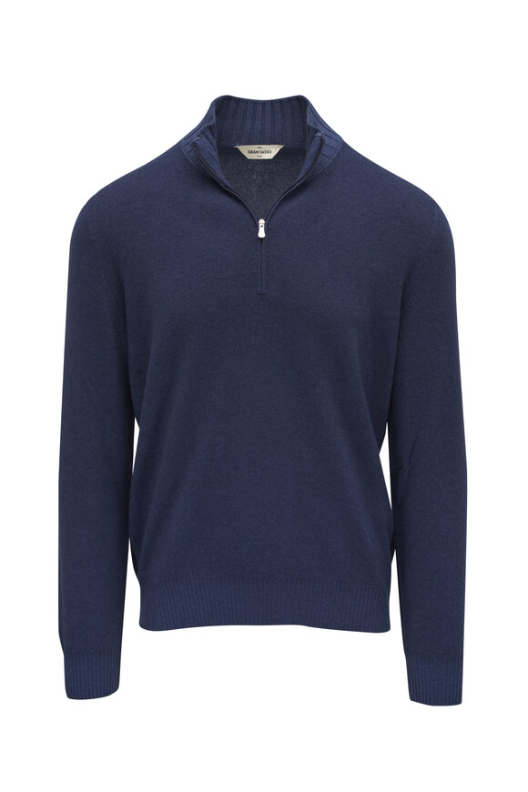 Gran Sasso Navy Quarter Zip Pullover