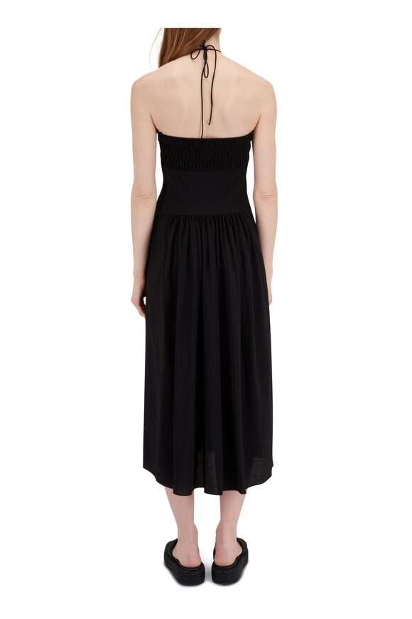 Vince - Black Ruched Halter Dress 