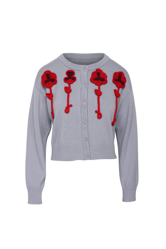 Wynn Hamlyn Pansy Grey Flower Cardigan