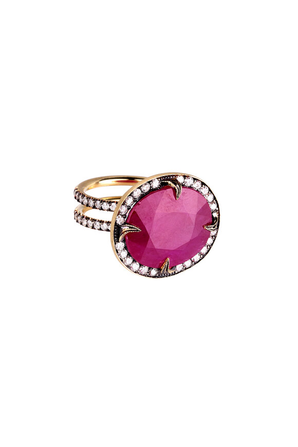 Sylva & Cie - 18K Yellow Gold Ruby & Diamond Ring