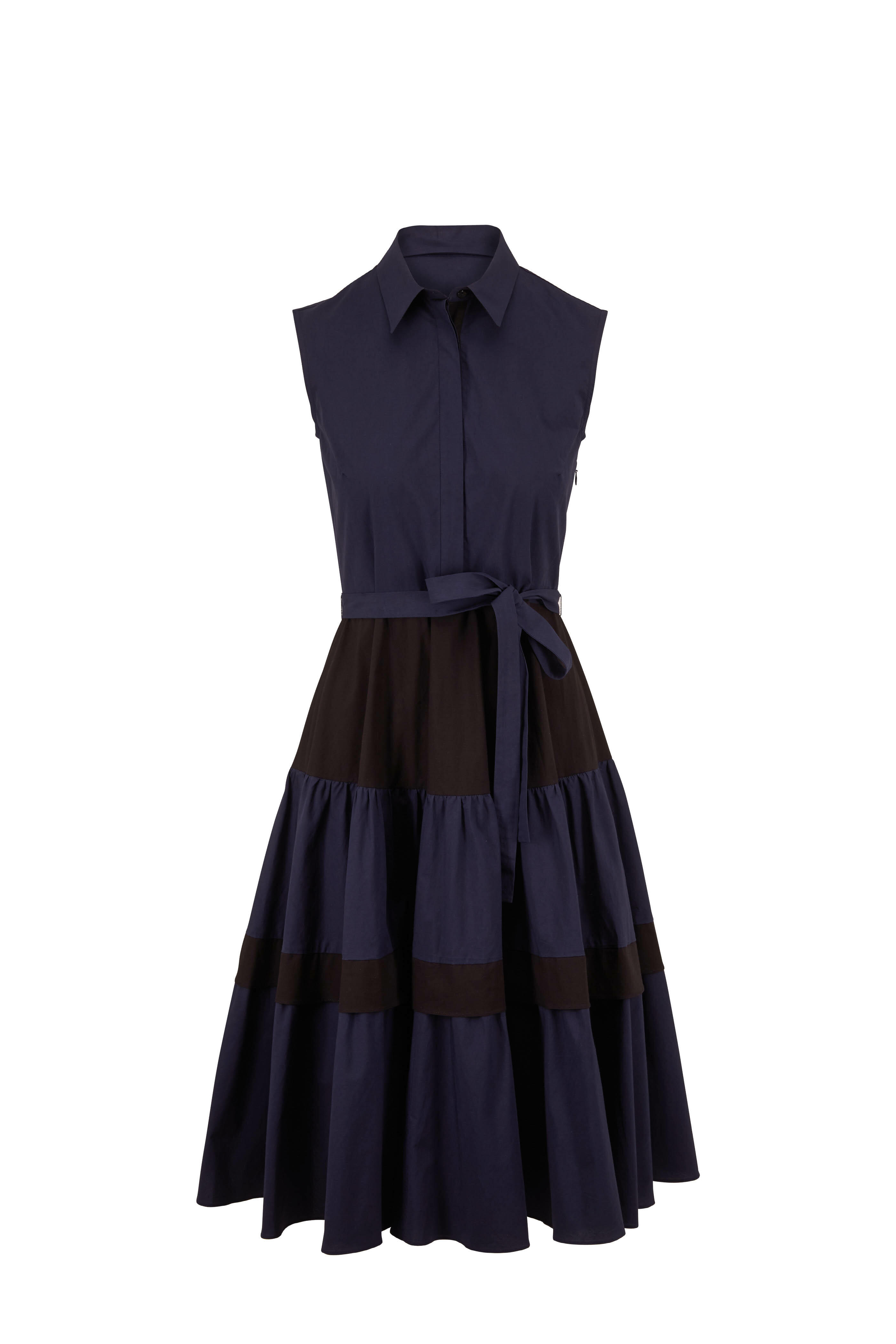 blue black colorblock dress KAAREM - Two-Three A-Line Colorblock Dress