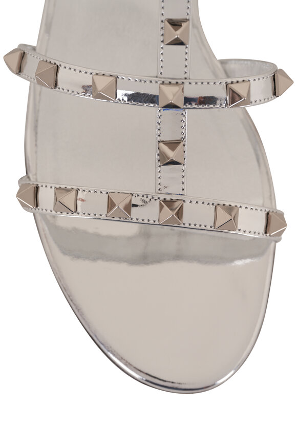 Valentino Garavani - Silver Rockstud Specchio Flat Sandal 