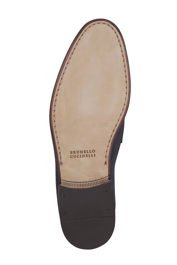 Brunello Cucinelli Navy Blue Suede Loafer - view 4