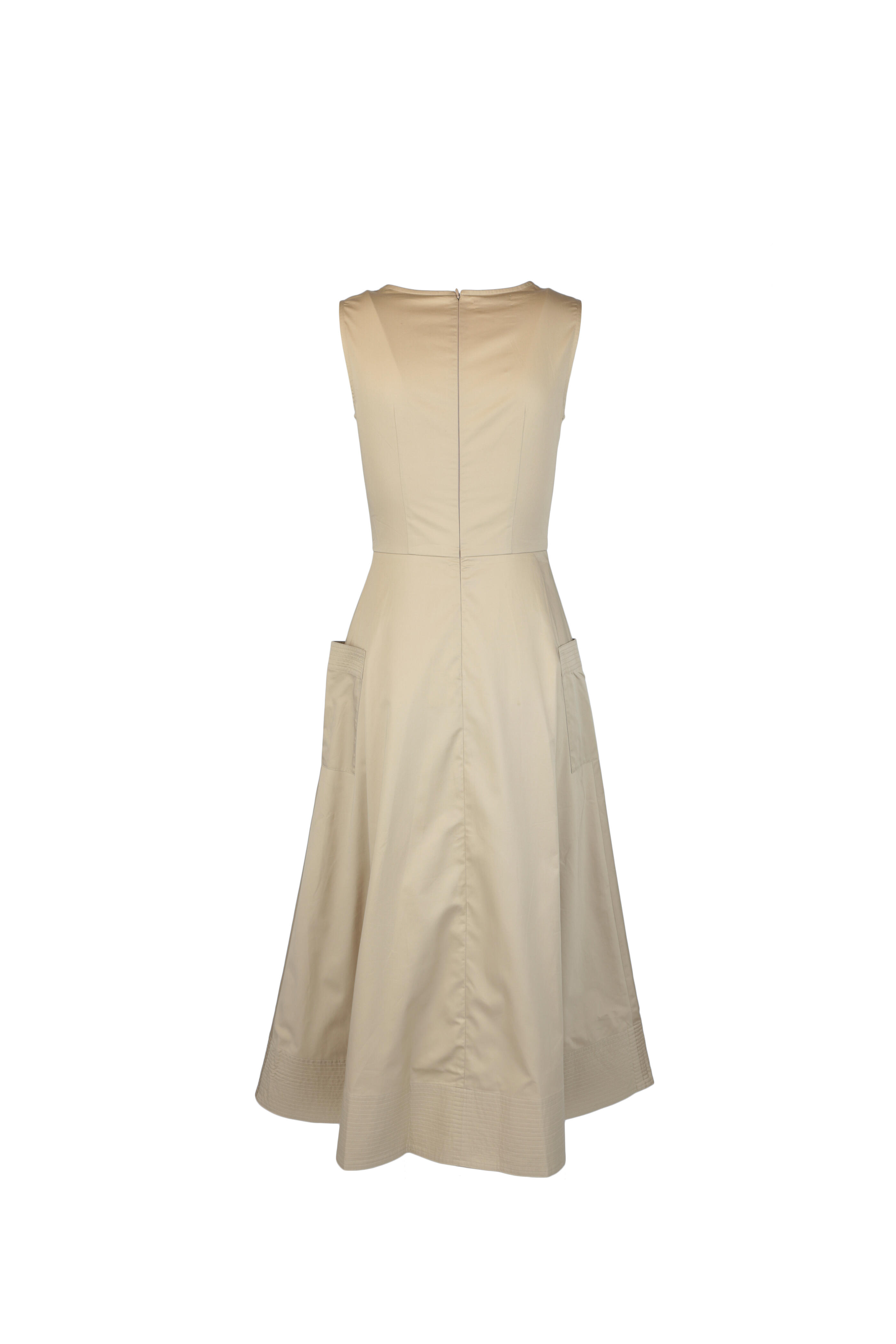 CO Collection - Taupe Sleeveless Trapunto Hem Dress