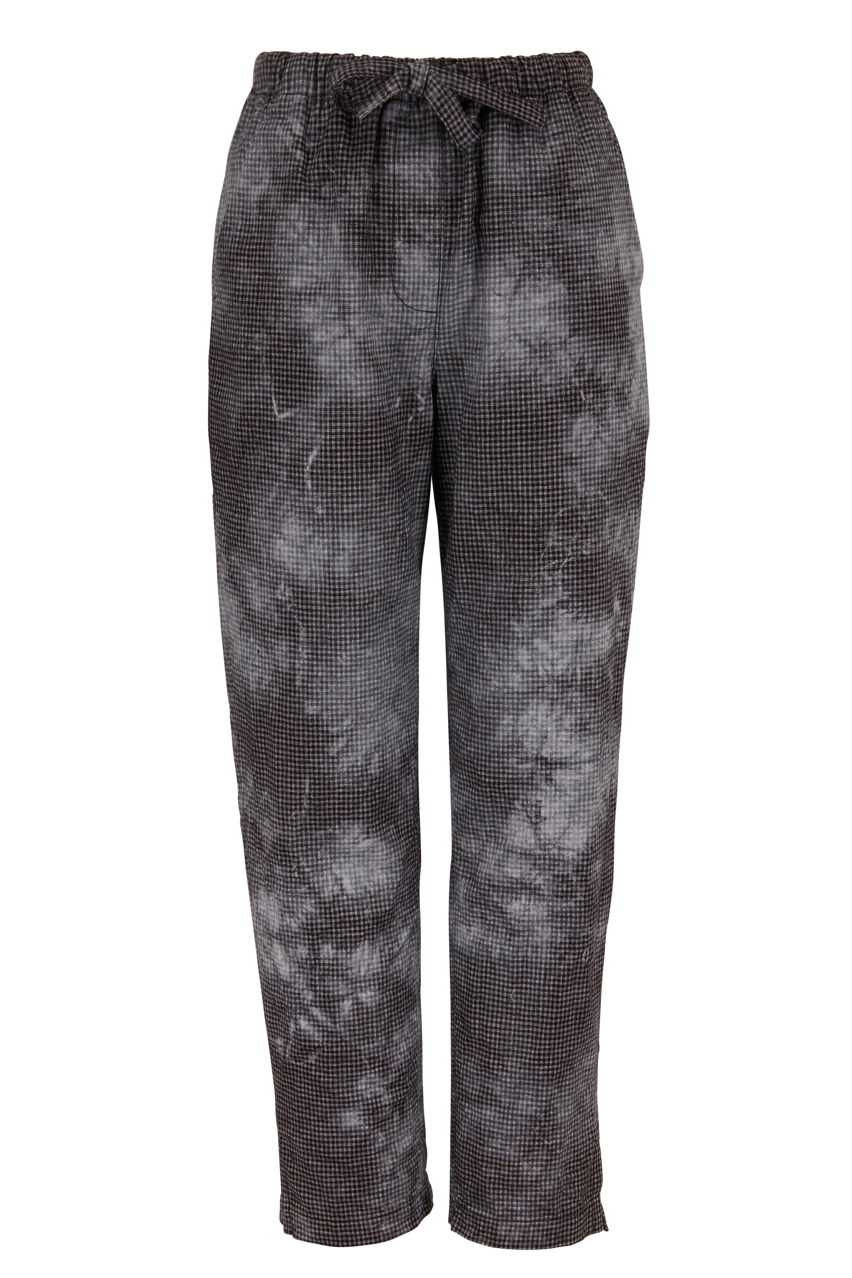 Raquel Allegra - Black Check Tie-Dye Drawstring Ankle Pant