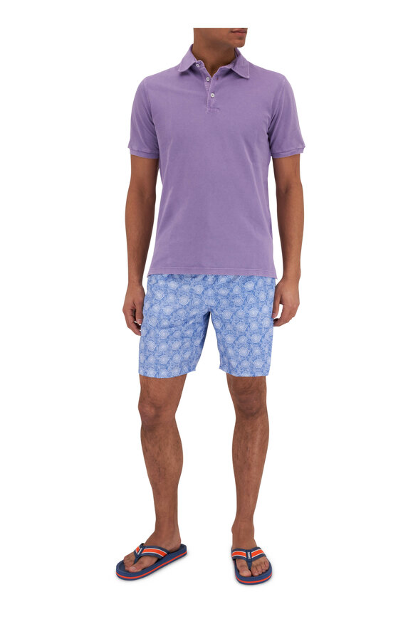 Fedeli - Blue Floral Print Swim Trunks