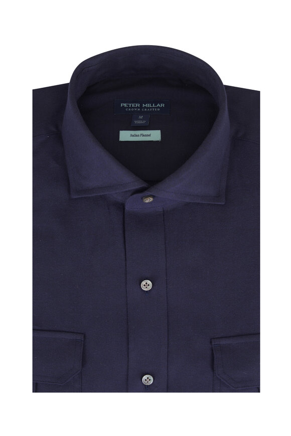 Peter Millar Crown Crafted Bolzano Navy Flannel Sport Shirt - view 1