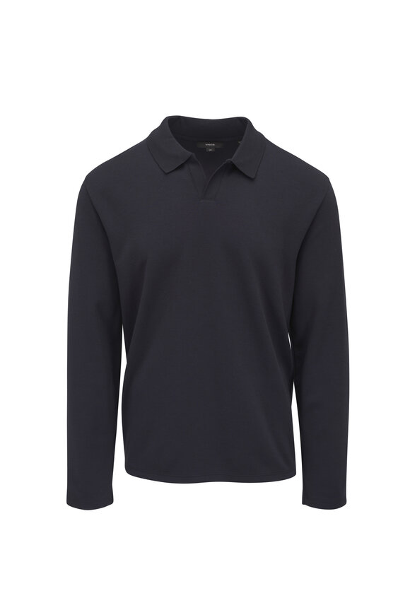 Vince Dark Blue Long Sleeve Polo
