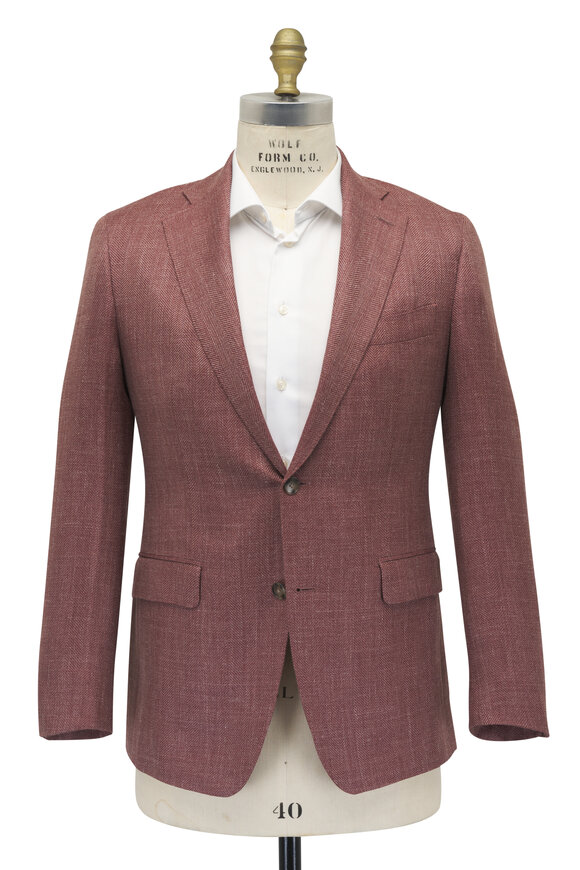 Atelier Munro - Red Tonal Plaid Wool, Silk & Linen Sportcoat