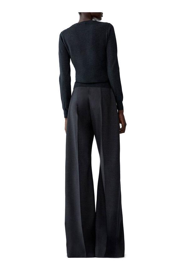 Carolina Herrera Black Rose Merino Wool Embroidered Sweater - view 3