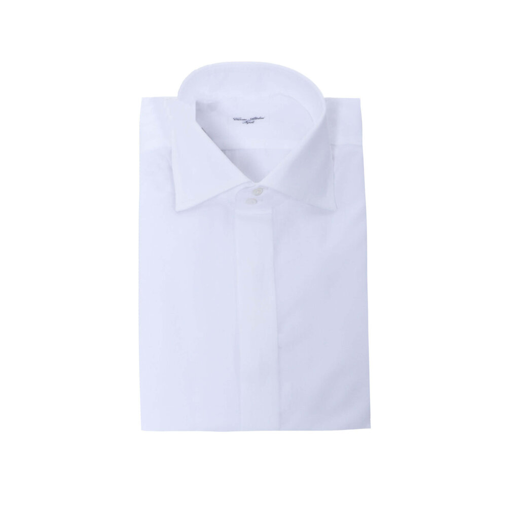 Cesare Attolini Men's White Formal Dress Shirt | 18 Regular by Mitchell Stores