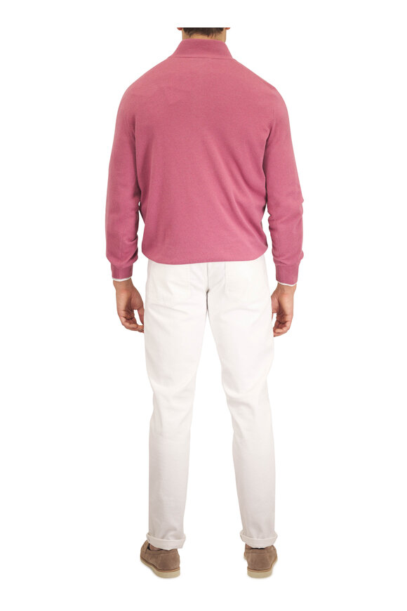 Brunello Cucinelli Coral Cashmere Quarter Zip Sweater - view 4