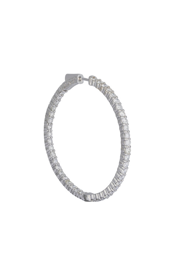 Lowy & Co White Gold Diamond Hoop Earrings - view 2