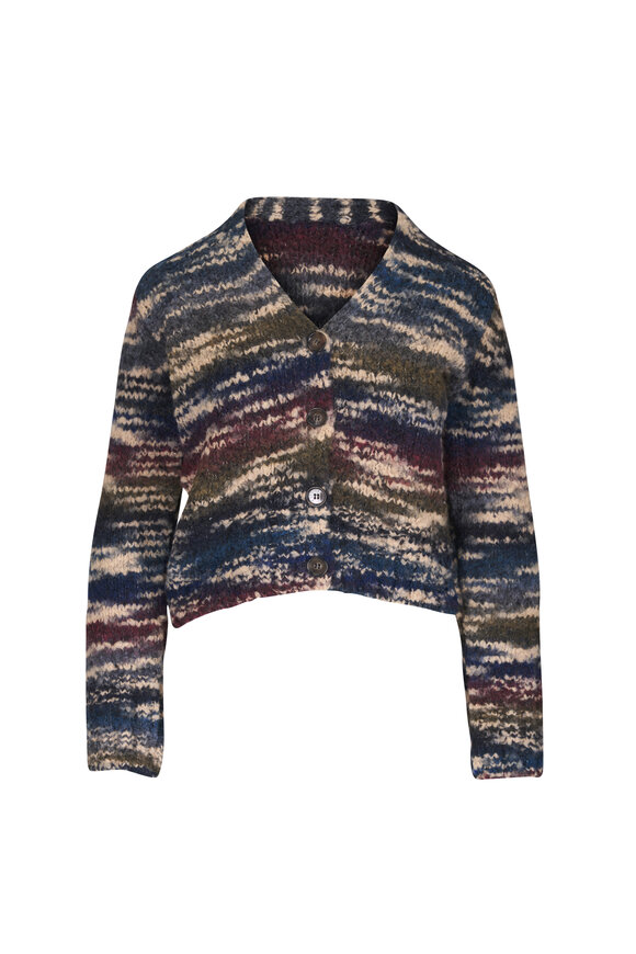 Veronica Beard Monae Teal Multicolor Bouclé Cropped Cardigan - view 1