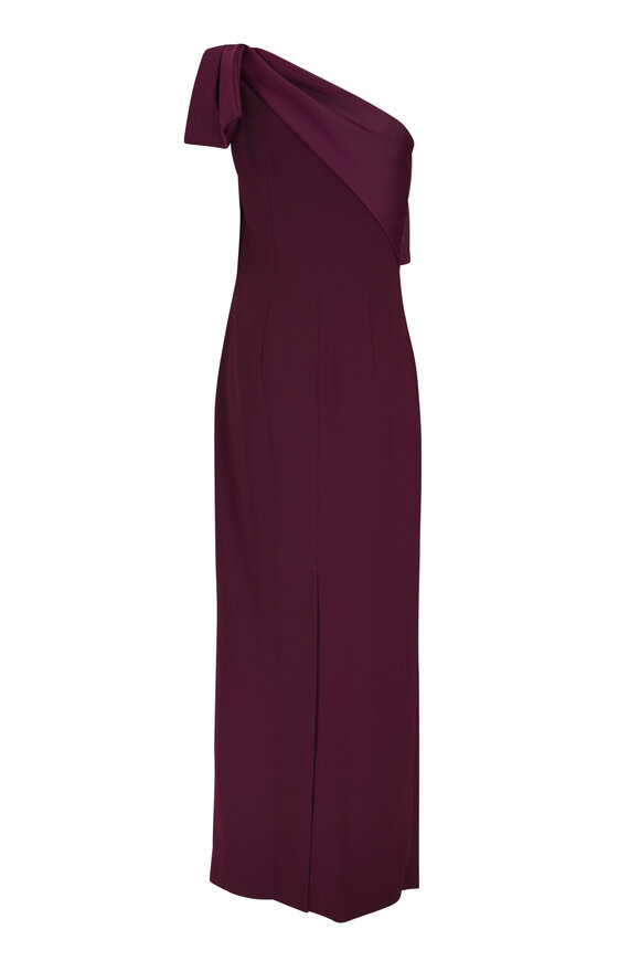 Sachin Babi Estrella Burgundy One-Shoulder Gown - view 3